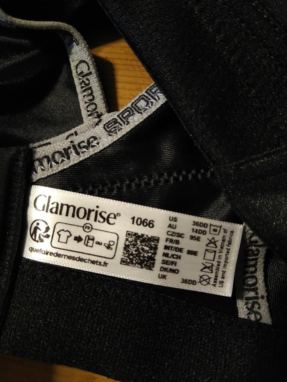 Glamorise 1066 Women 36DD No Bounce Camisole Sports Bra Wirefree Black Gray NWOT - Picture 5 of 5